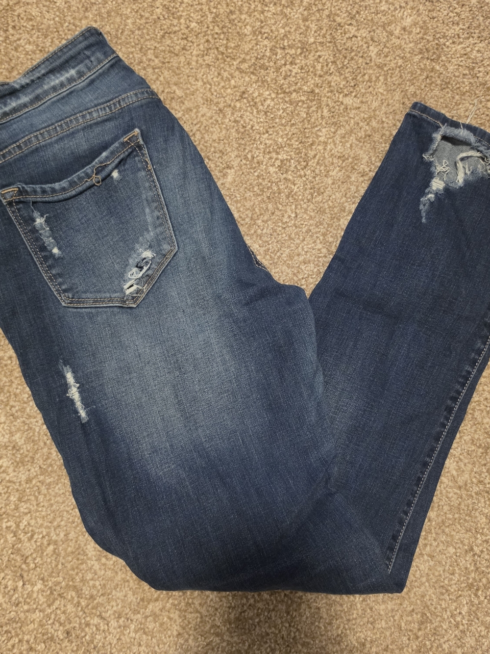 KanCan Women's Medium/Dark Blue Distressed Skinny Jeans